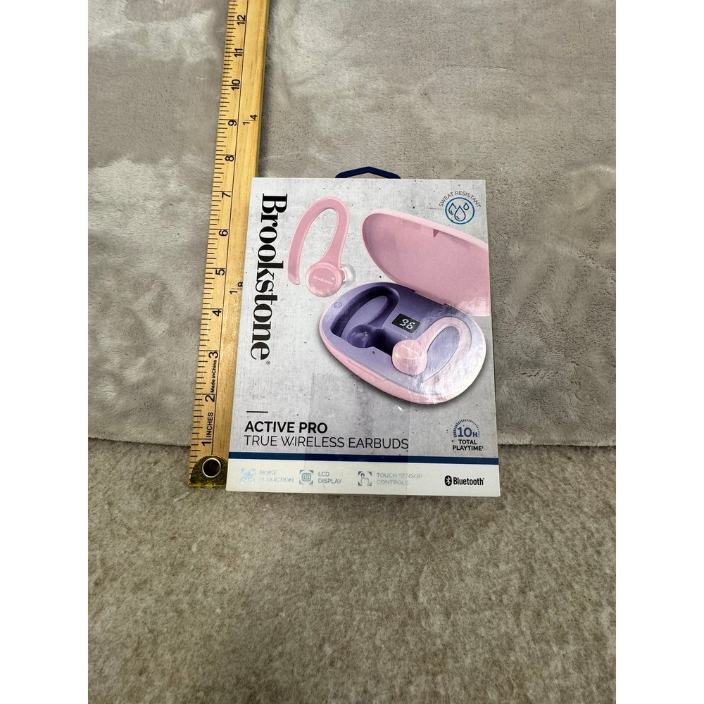 Brookstone Active Pro True Wireless Earbuds Pink LCD Display Bluetooth 5.1‎